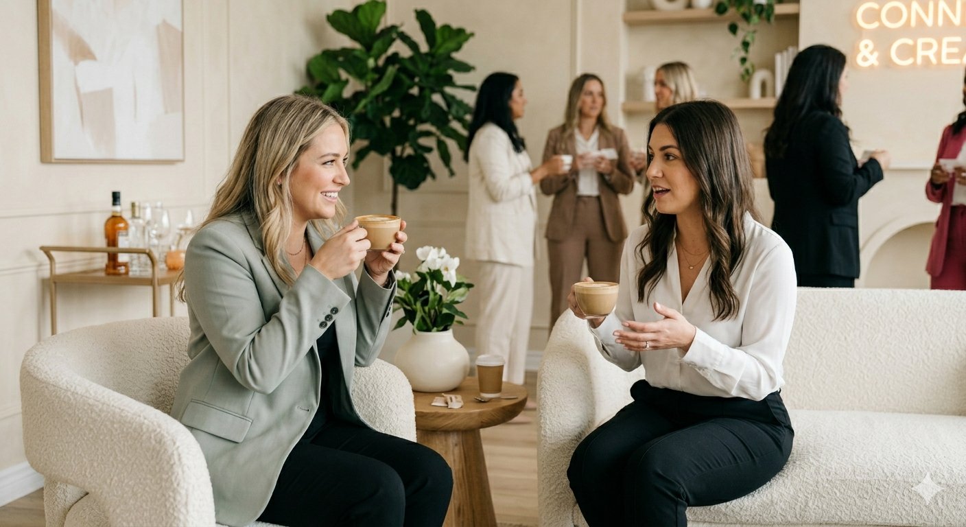 Two members connecting over coffee
